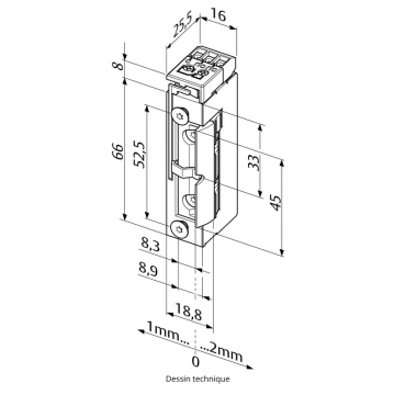 Gâche électrique à émission 10-24V - 118FRR