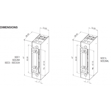 Gâche électrique à rupture de courant 24VC + diode