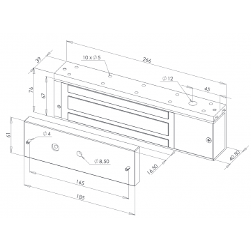 Ventouse électromagnétique applique 500 daN 12-24V